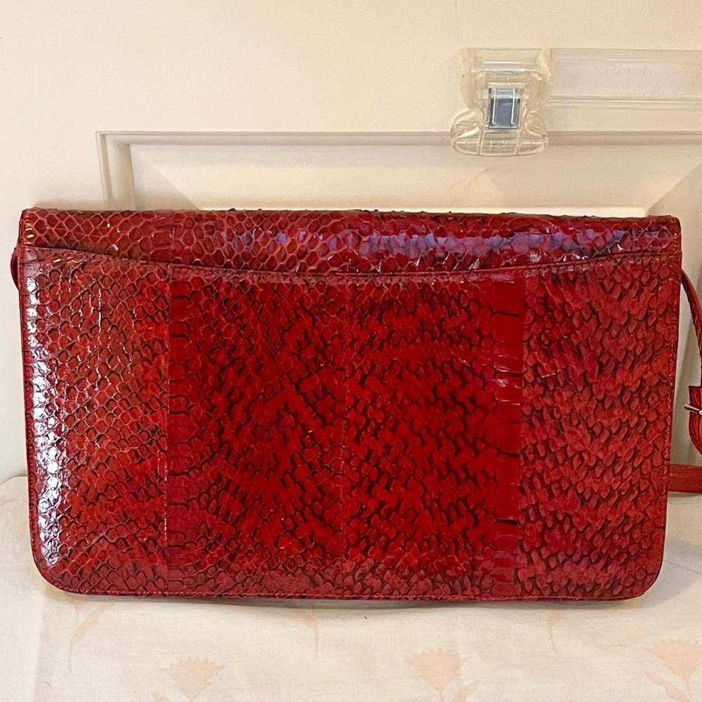 Vintage Python Leather Convertible Shoulder Bag - image 5